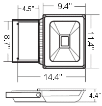 80W LED Flood Light Drawing