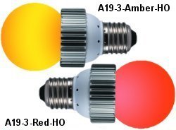 3 Watt Amber or Red LED Standard base bulb
