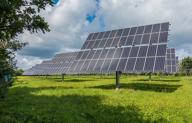 solar panels mounted on solar trackers 